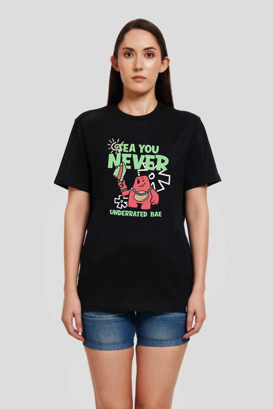 Sea You Never Black Printed T-Shirt