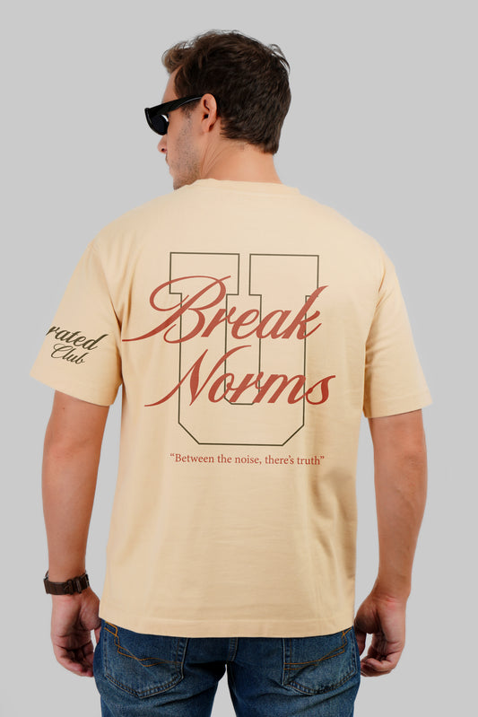 Break Norms Beige Oversized Fit T-Shirt Men Pic 1