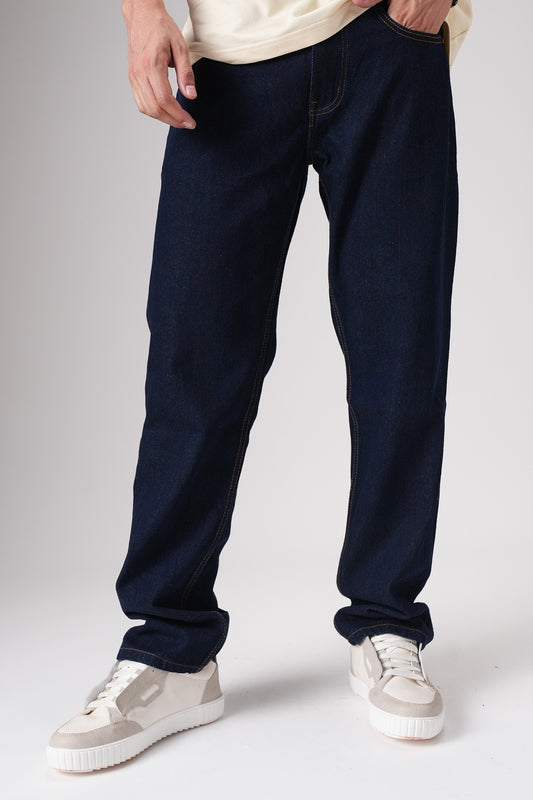 Dark Cobalt Blue Men's Straight Jeans