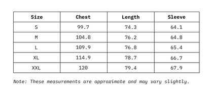 Size Chart of Men Slim Fit Shirt Full Sleeves in cm
