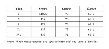 Size Chart of Men's Relaxed Fit Full Sleeves in cm