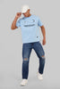 Ctrl/Go Sky Blue Oversized Fit T-Shirt Men Pic 1