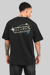 Chaotic Harmony Peace Graphic Black Oversized Fit T-Shirt Men Pic 1