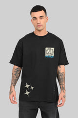 Chaotic Harmony Peace Graphic Black Oversized Fit T-Shirt Men Pic 2