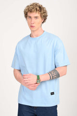Anchor Sky Blue Oversized Fit T-Shirt Men Pic 4