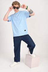 Anchor Sky Blue Oversized Fit T-Shirt Men Pic 3