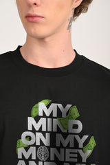 Money Mind Black Oversized T-shirt Men