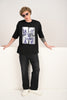 World Tour Stamps Black Oversized Fit T-Shirt Men Pic 2