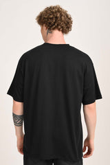 World Tour Stamps Black Oversized Fit T-Shirt Men Pic 3