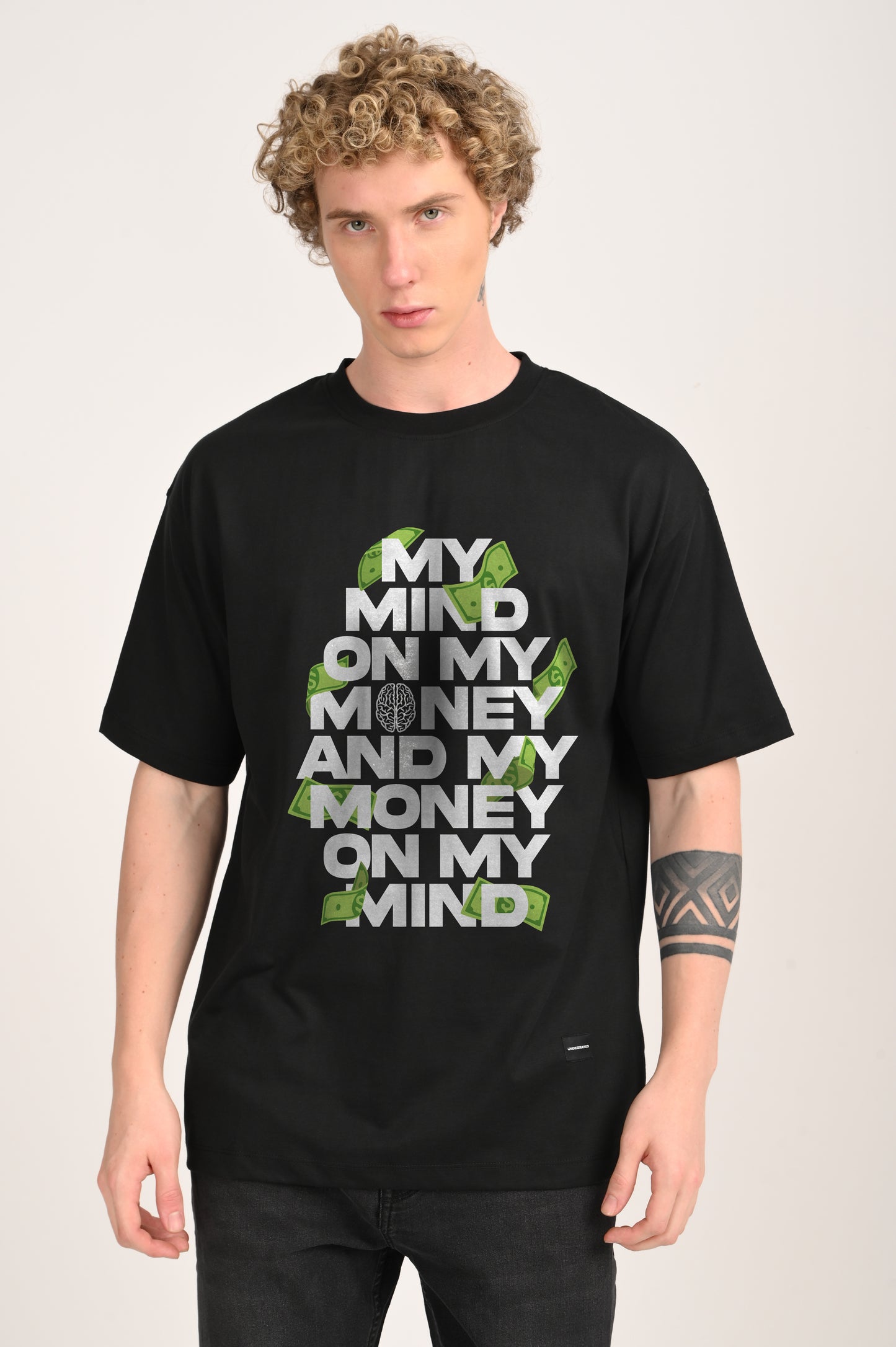 Money Mind Black Oversized T-shirt Men