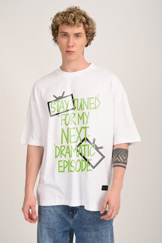 Dramatic Episode White Oversized T-shirt Men