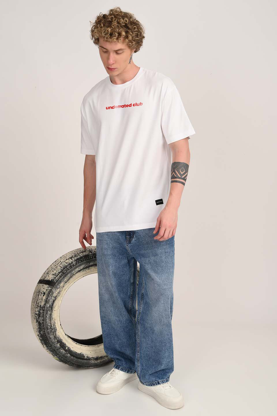 Winged Tiger White Oversized Fit T-Shirt Men Pic 3