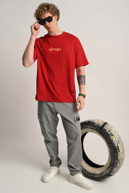 Distorted Labubu Streetwear Red Oversized Fit T-Shirt Men Pic 3