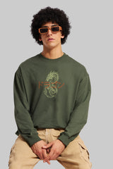 Spirit Dragon Olive Green Solid T-Shirt Pic 1