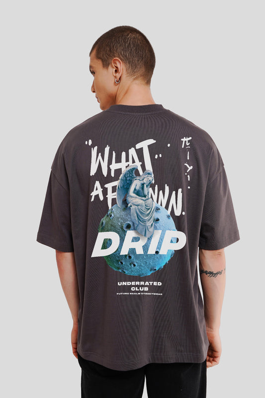 Drip Dark Grey Printed T-Shirt