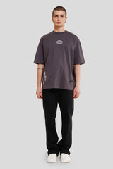 Drip Dark Grey Printed T-Shirt