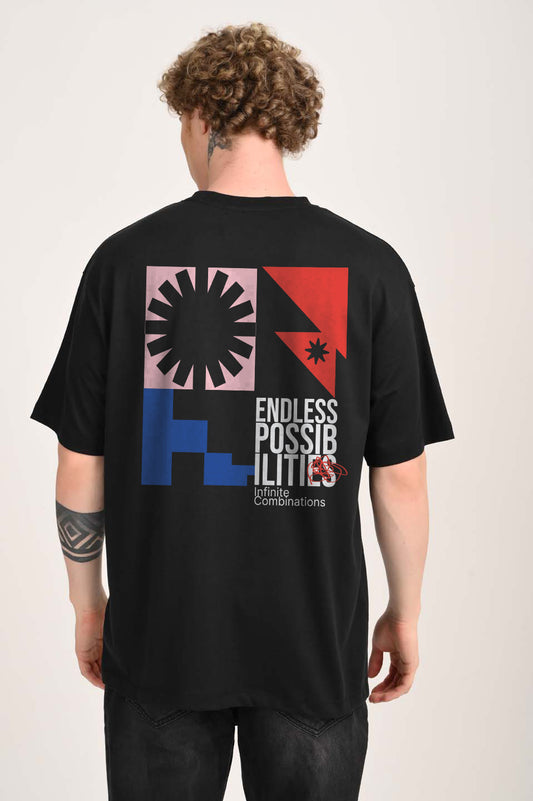 Endless Possibilities Black Oversized Fit T-Shirt Men Pic 1