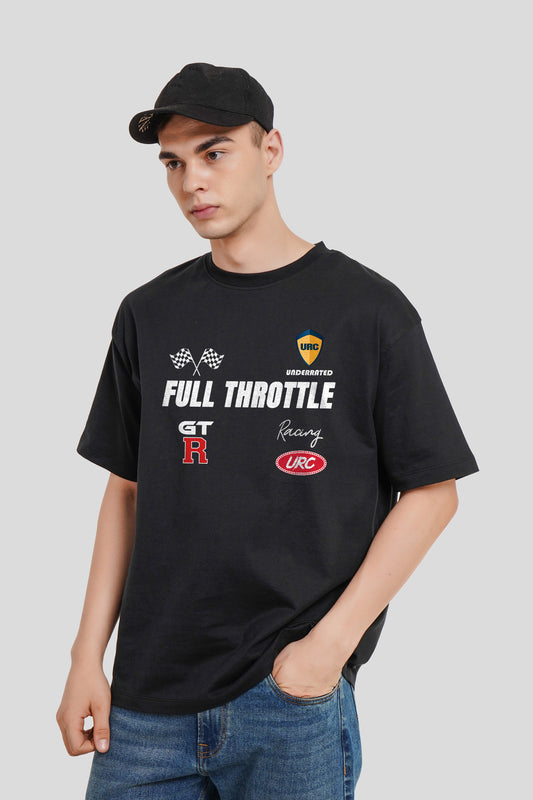 Full Throttle Race Black Oversized Fit T-Shirt Men Pic 1