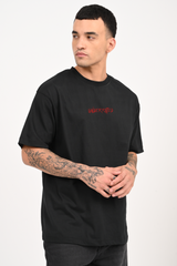 Flaming Labubu Monster Black Oversized Fit T-Shirt Men Pic 2