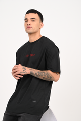 Flaming Labubu Monster Black Oversized Fit T-Shirt Men Pic 3