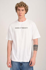 Garden of Thoughts Botanical Print White Oversized Fit T-Shirt Men Pic 2