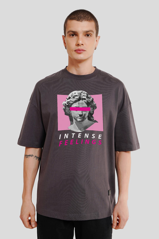 Intense Feelings Dark Grey Printed T-Shirt