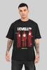 Level Up Silhouette Print Black Oversized Fit T-Shirt Men Pic 1
