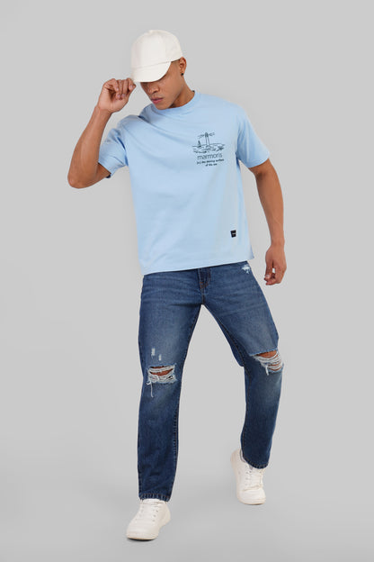 Marmoris Sea Sky Blue Oversized Fit T-Shirt Men Pic 1