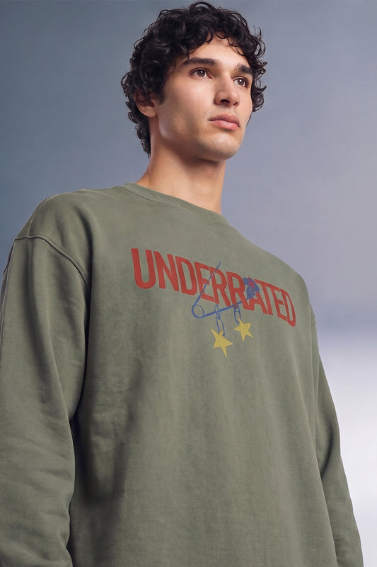 Safety Pin Olive Oversized Long Sleeve T-shirt