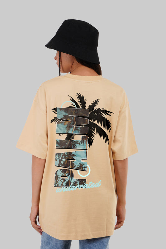 Palm Beige Oversized Fit T-Shirt Women