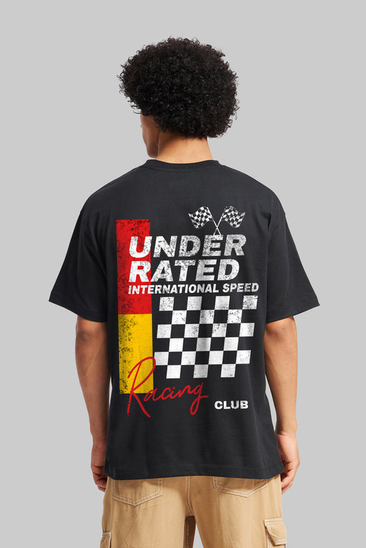 Underrated Racing Club Black Oversized Fit T-Shirt Men Pic 1