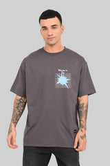 Rebellion Distorted Dark Grey Oversized Fit T-Shirt Men Pic 1
