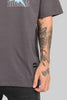 Rebellion Distorted Dark Grey Oversized Fit T-Shirt Men Pic 2