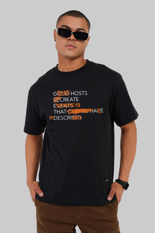 Rewritten Rules Statement Black Oversized Fit T-Shirt Men Pic 1