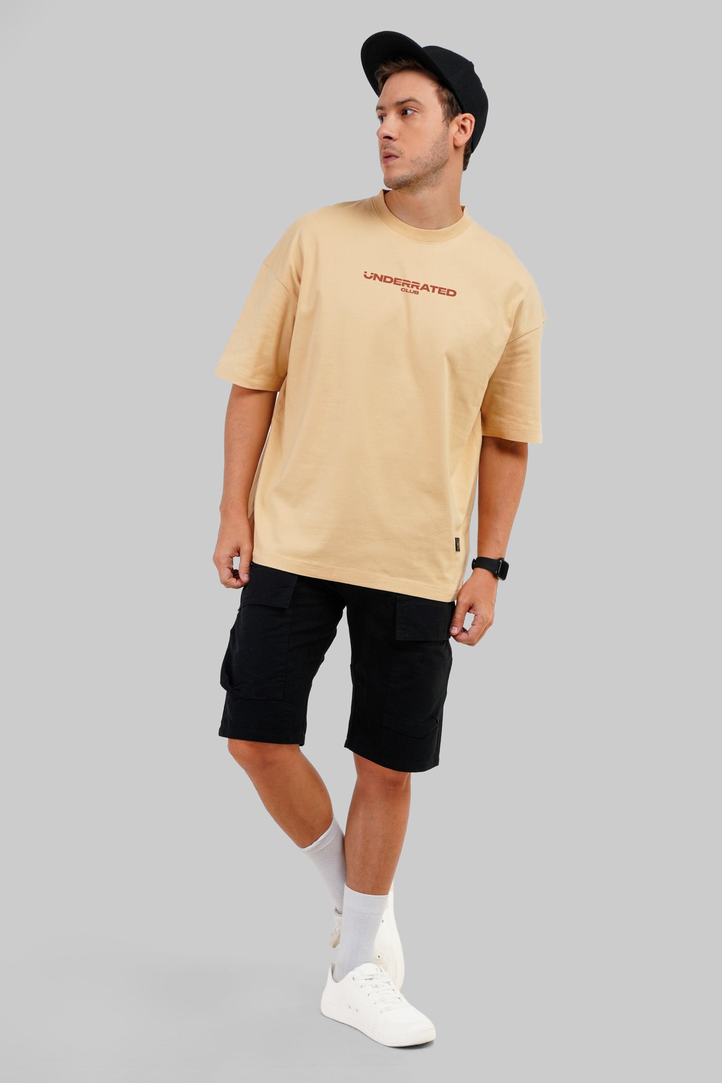 Untamed Beige Baggy Fit T-Shirt Men Pic 3