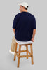 Solid Navy Blue Half Sleeves T-Shirt For Men Baggy Fit