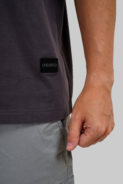 Solid Dark Grey Half Sleeves T-Shirt For Men Baggy Fit