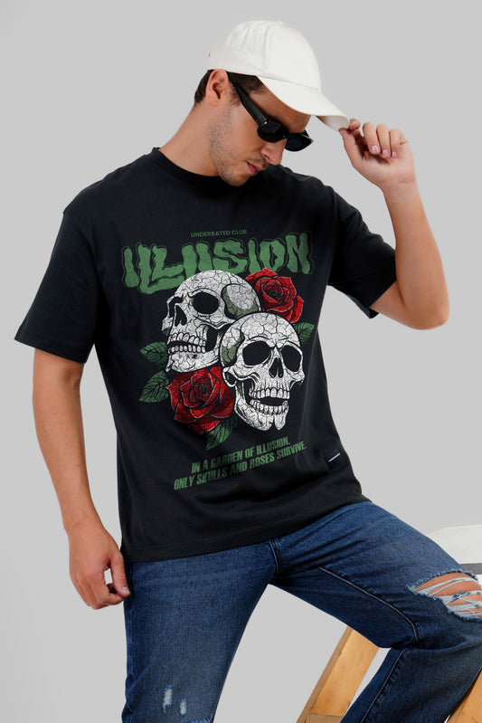 GNR Illusion Black Oversized Fit T-Shirt Men Pic 1