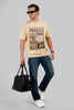 Realm of Senses Beige Oversized Fit T-Shirt Men Pic 3