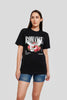 Romance Black Printed T-Shirt Women Boyfriend Fit