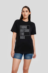 Think Outside The Box Black Printed T-Shirt