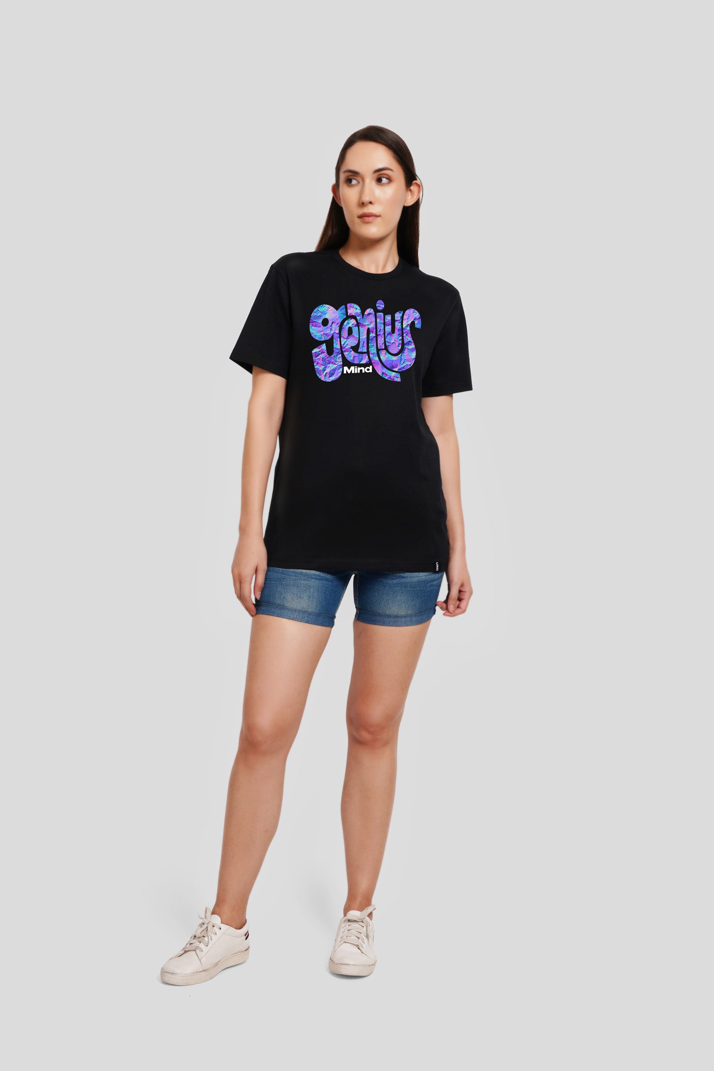 Genius Mind Black Printed Boyfriend T-Shirt