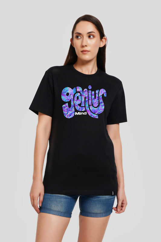 Genius Mind Black Printed Boyfriend T-Shirt