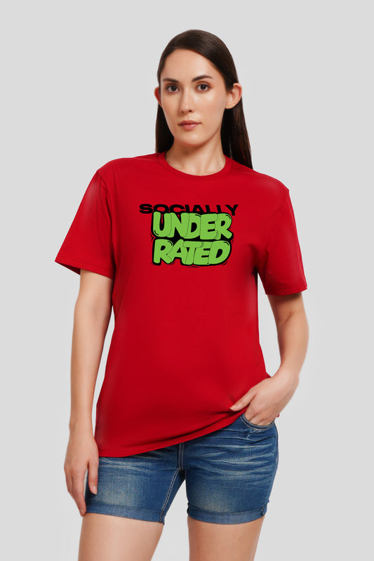 Socially Underarted Red Printed T-Shirt
