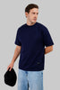 Midnight Monster Navy Blue Oversized Fit T-Shirt Men Pic 4