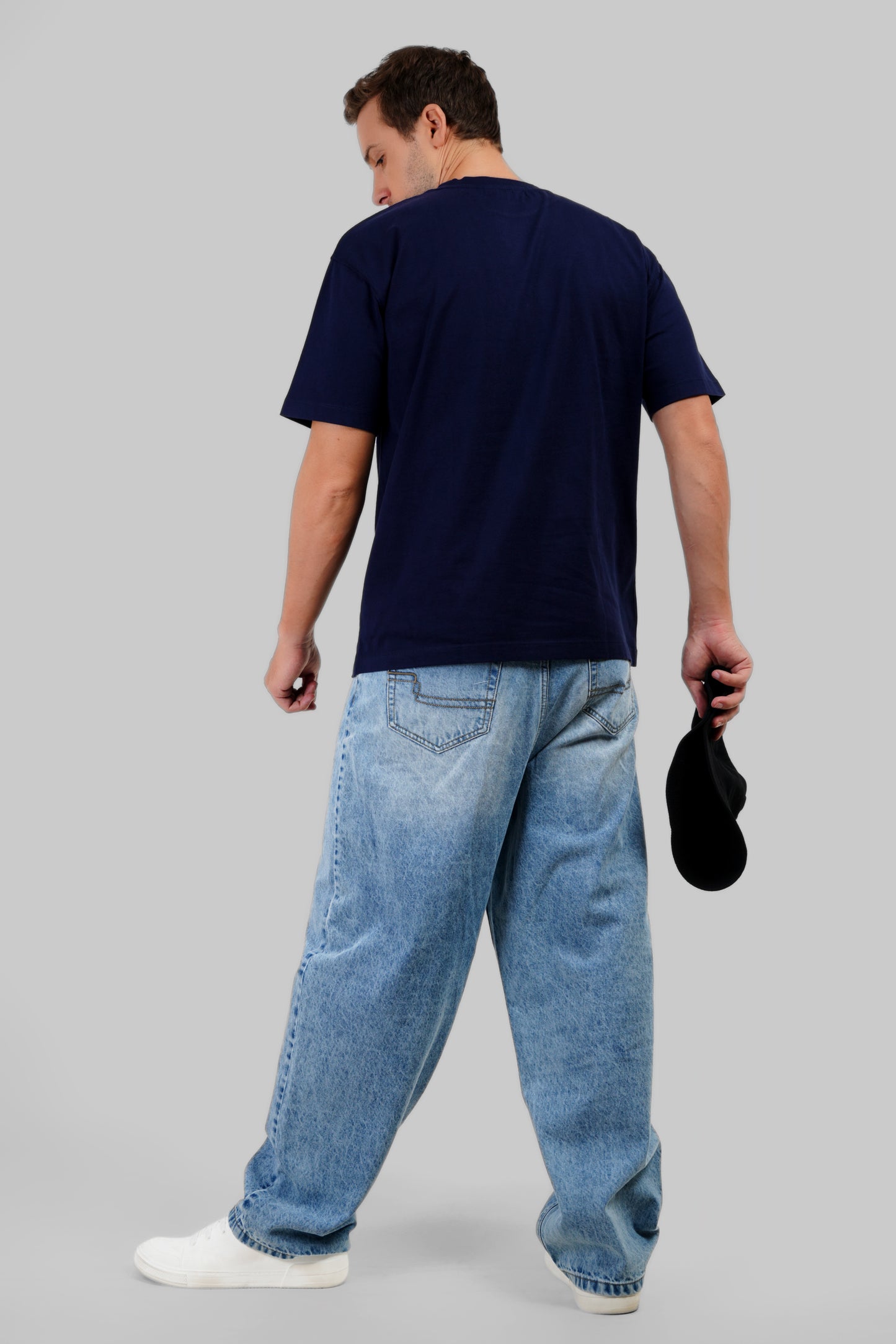 Pink Serpent Navy Blue Oversized Fit T-Shirt Men Pic 3