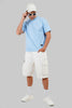 Solid Powder Blue Half Sleeves T-Shirt For Men Oversized Fit