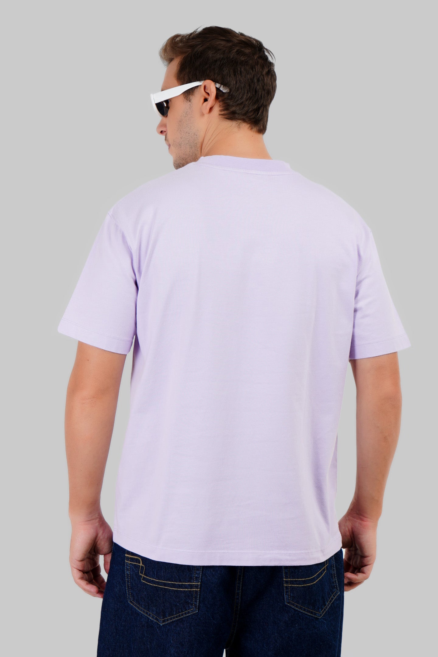 Weird Mushrooms Lavender Oversized Fit T-Shirt Men Pic 4