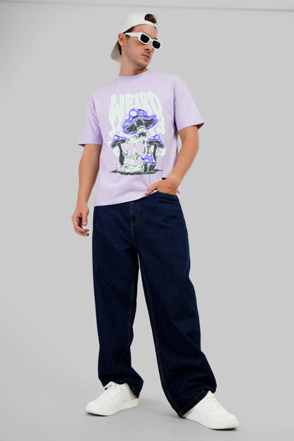 Weird Mushrooms Lavender Oversized Fit T-Shirt Men Pic 3