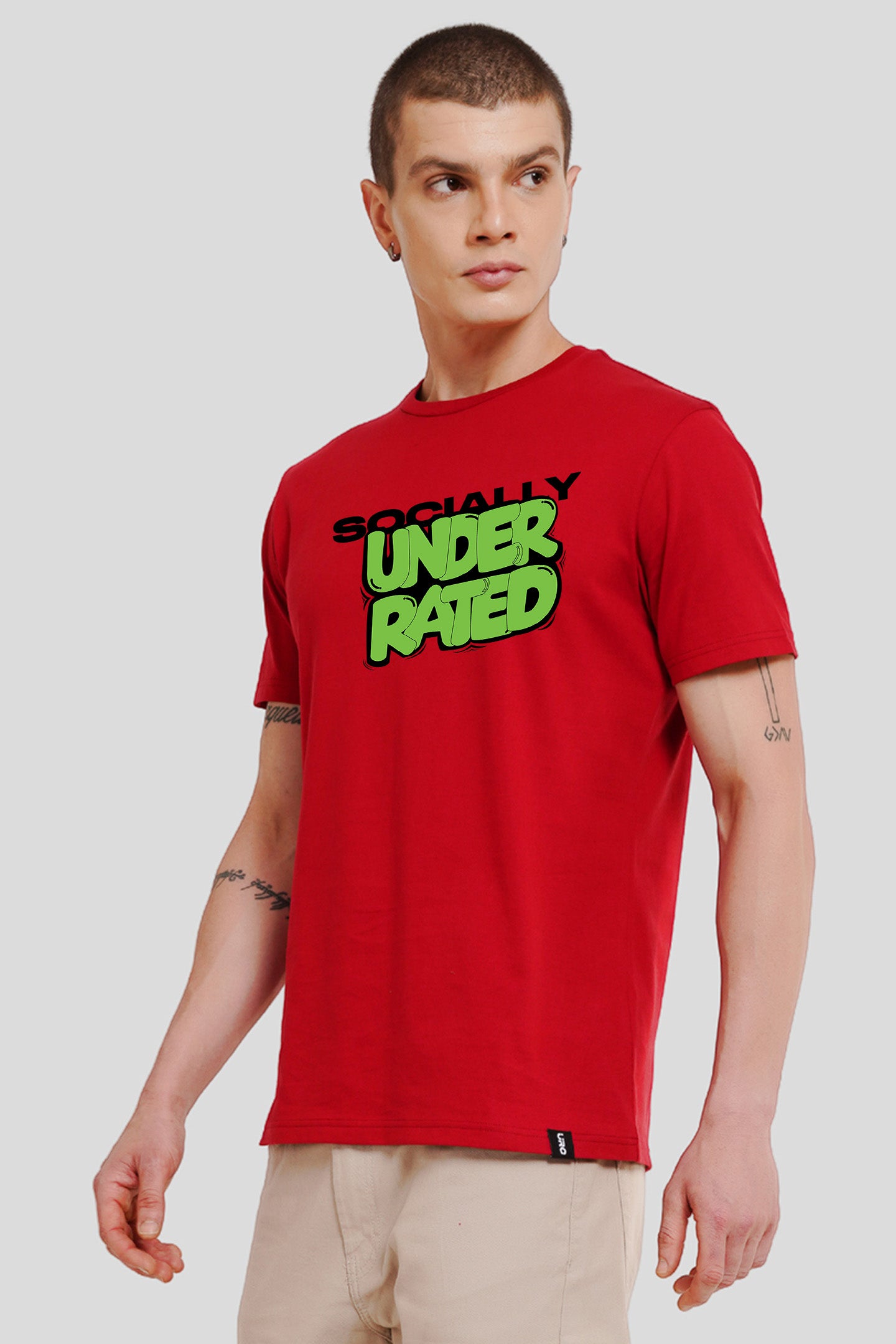 Socially Underarted Red Printed T-Shirt
